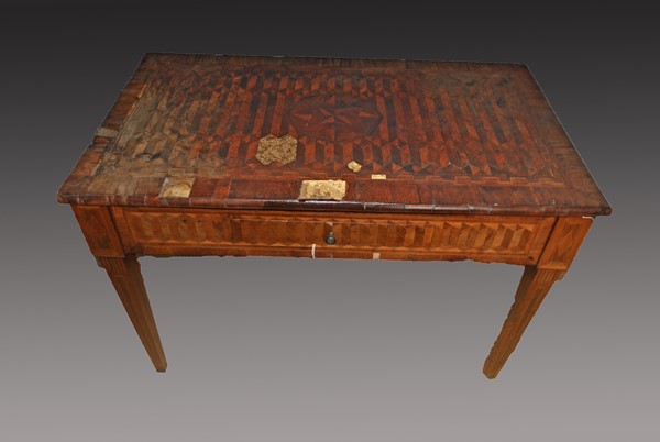 18th Centuary Italian Parquetry Table Before Restoration